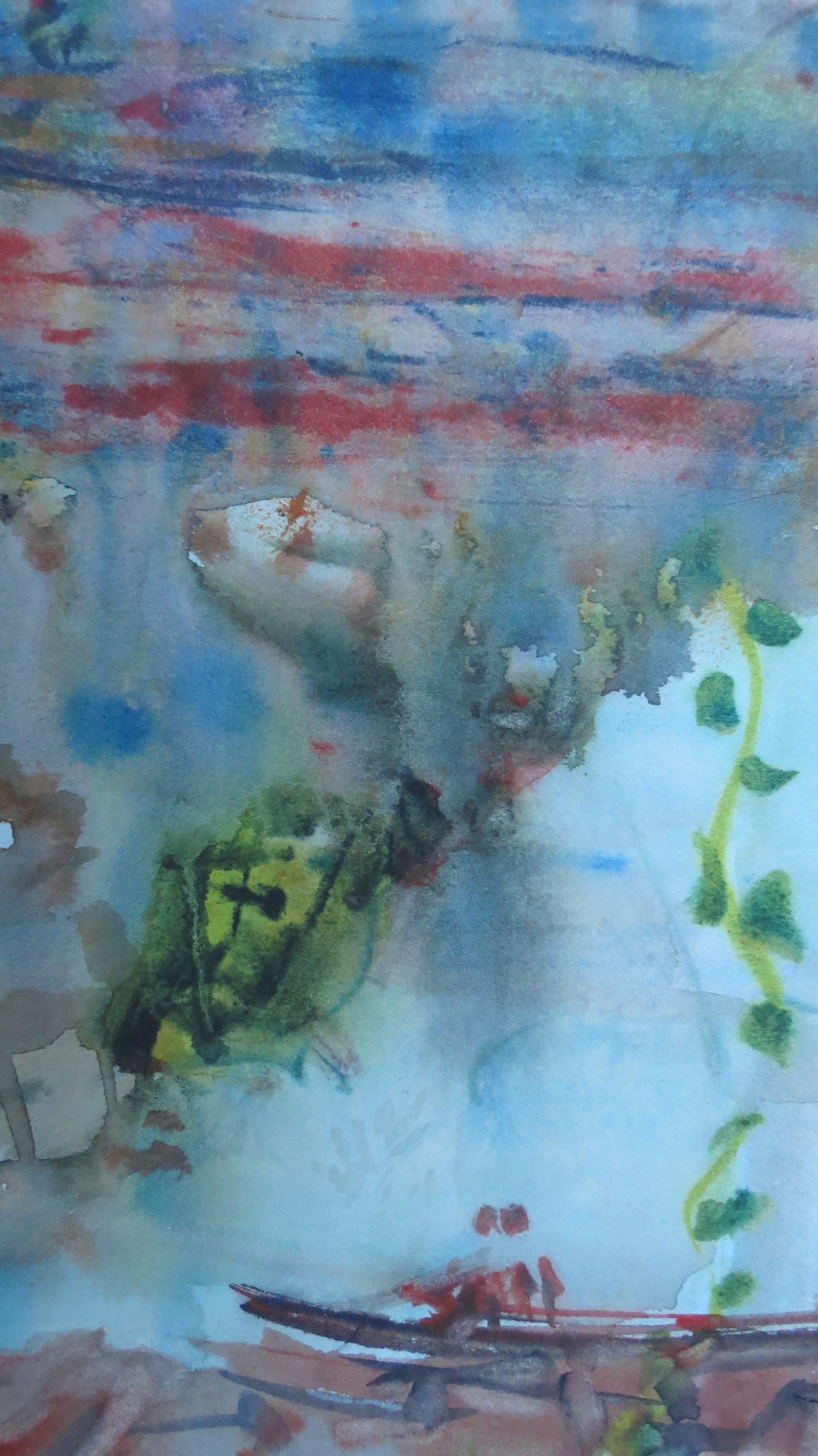 Abstract watercolour — cerulean blues and sage green