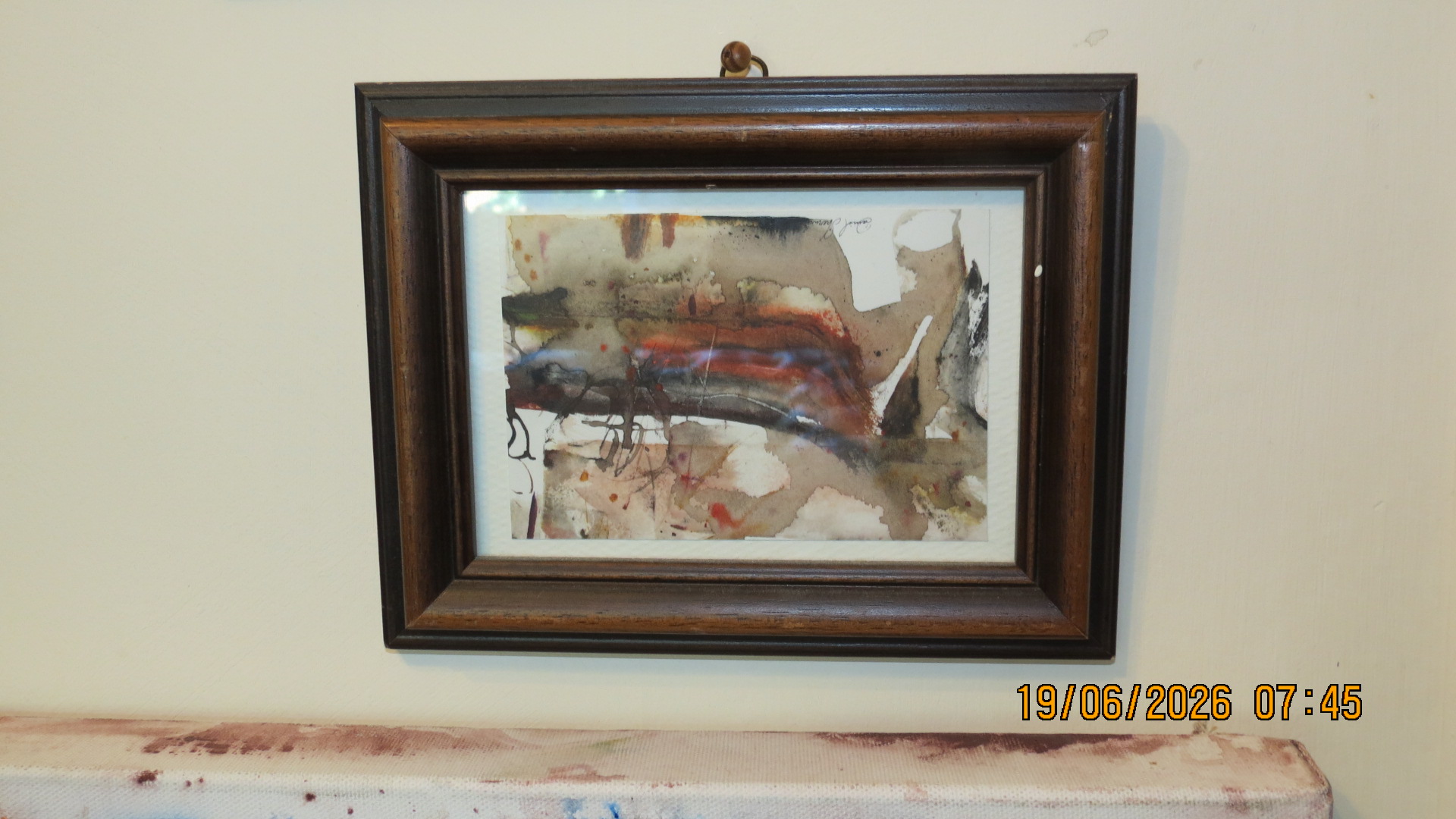 Framed original watercolour — earth tones and rust